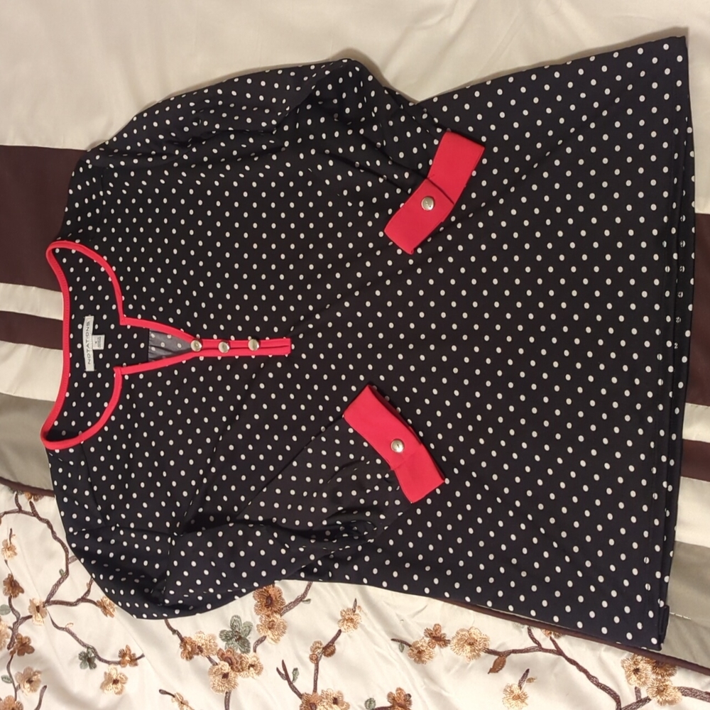 2/$10 Notations black/white polka dot top